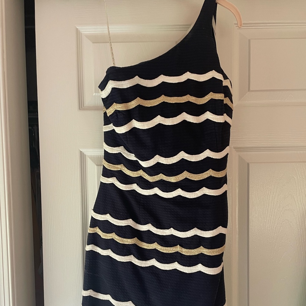Lilly Pulitzer navy gold and white dress size 10